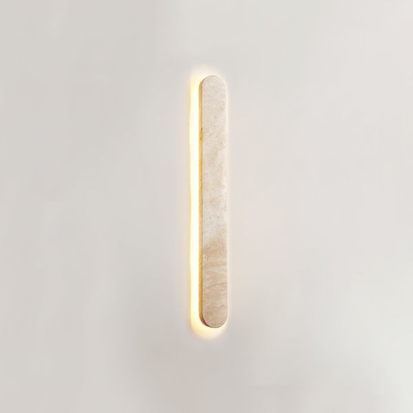 modern honed yellow travertine sculptural led wall sconce