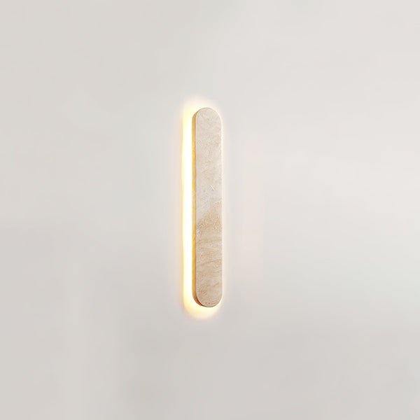 modern honed yellow travertine sculptural led wall sconce