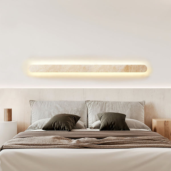 modern honed yellow travertine sculptural led wall sconce