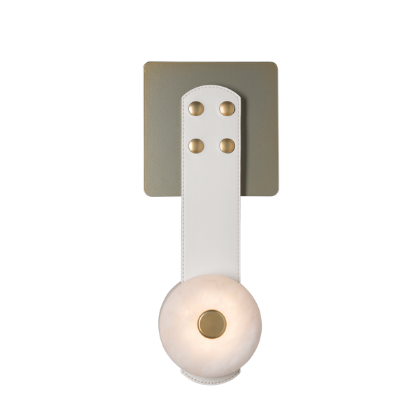 modern leather alabaster led sconce