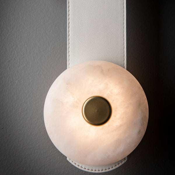 modern leather alabaster led sconce