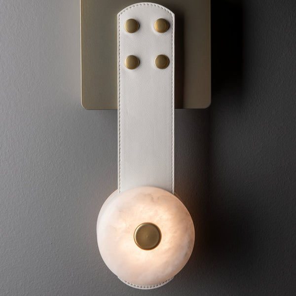 modern leather alabaster led sconce
