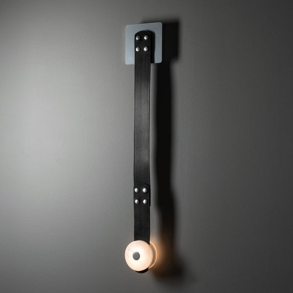 modern leather alabaster led sconce