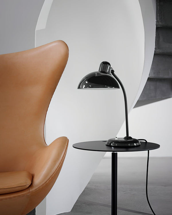 modern matte black carbon steel curved table lamp