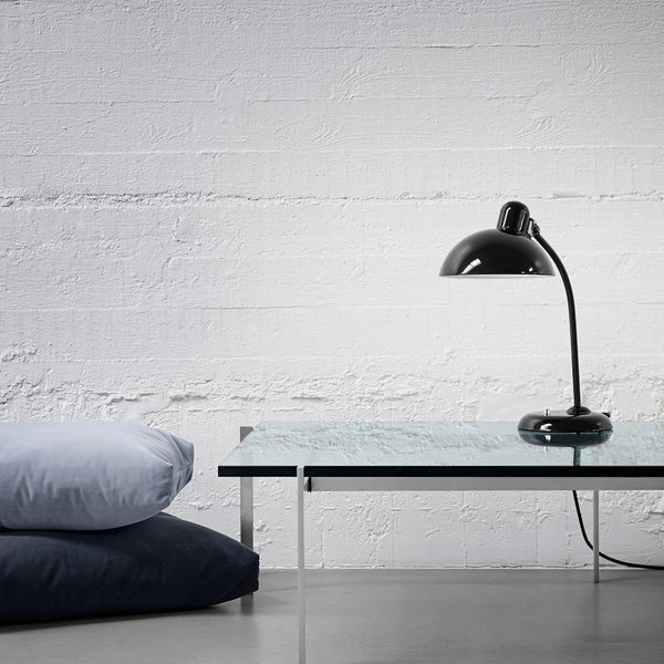 modern matte black carbon steel curved table lamp
