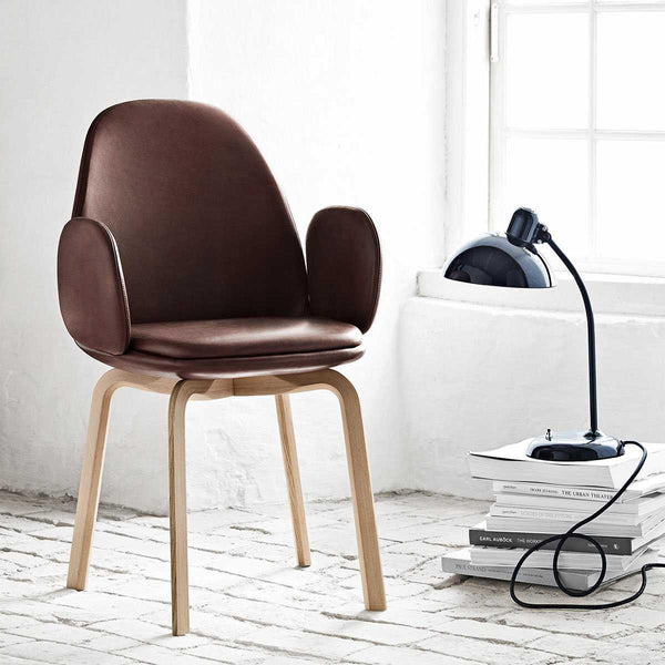modern matte black carbon steel curved table lamp