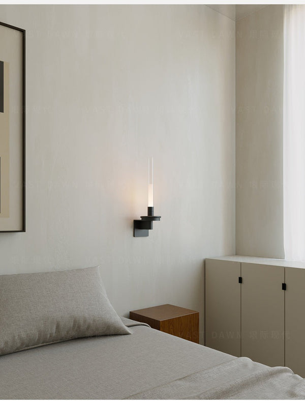 modern matte black glass stem rechargeable wall sconce