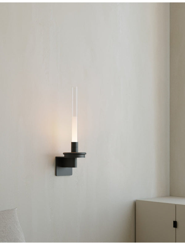 modern matte black glass stem rechargeable wall sconce