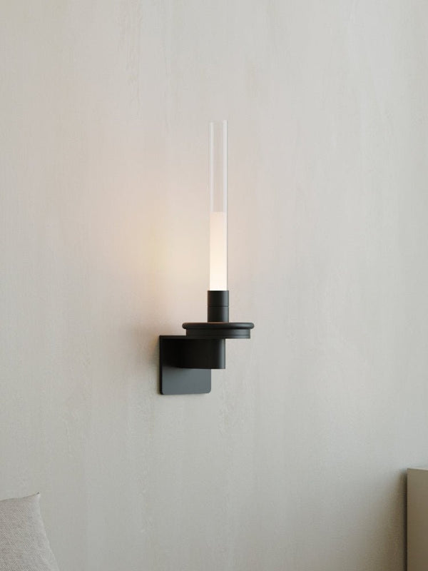 modern matte black glass stem rechargeable wall sconce