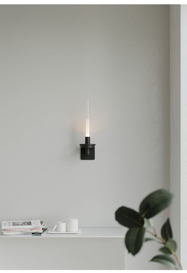 modern matte black glass stem rechargeable wall sconce