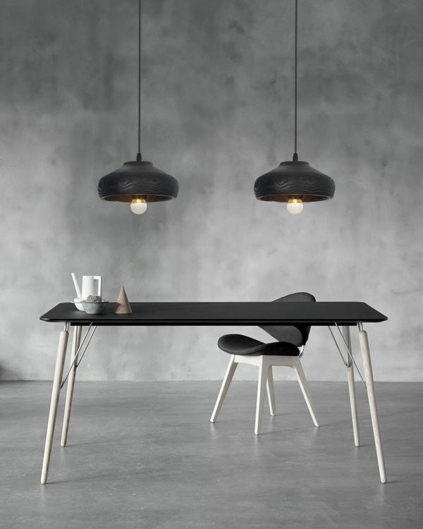 modern matte black resin wave pendant light