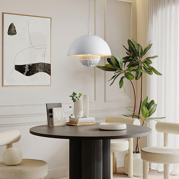 modern matte white resin saucer pendant lamp