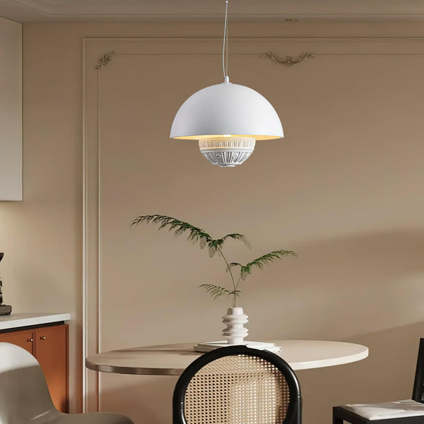 modern matte white resin saucer pendant lamp
