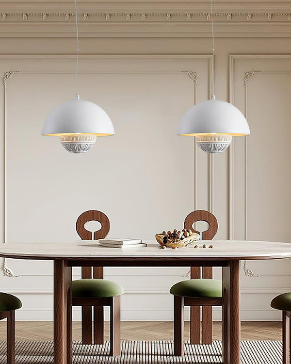 modern matte white resin saucer pendant lamp