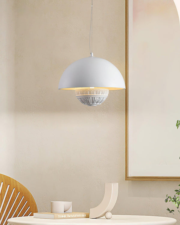 modern matte white resin saucer pendant lamp