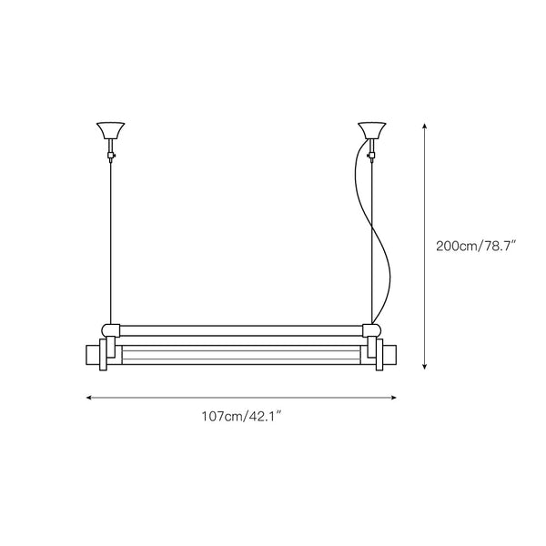 modern metallic aluminum clear acrylic tube pendant light