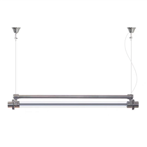 modern metallic aluminum clear acrylic tube pendant light