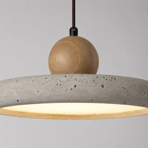modern natural oak travertine disc pendant light