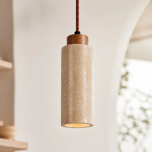 modern natural travertine stone mini pendant light for bedside