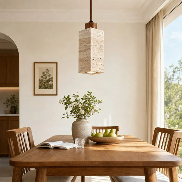 modern natural travertine stone mini pendant light for bedside