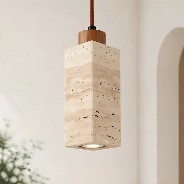 modern natural travertine stone mini pendant light for bedside
