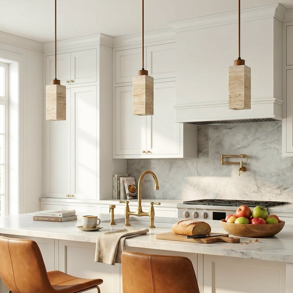 modern natural travertine stone mini pendant light for bedside
