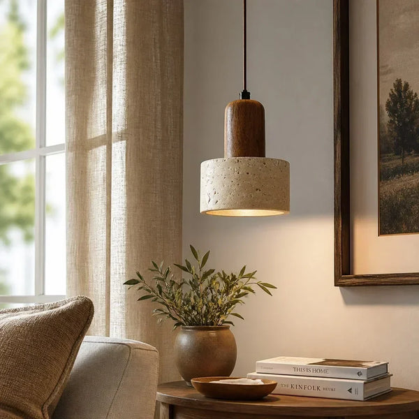 modern natural travertine stone pendant light