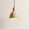 modern natural travertine wood dome pendant light