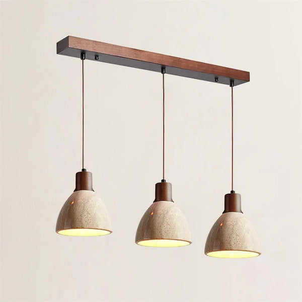 modern natural travertine wood dome pendant light