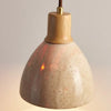 modern natural travertine wood dome pendant light