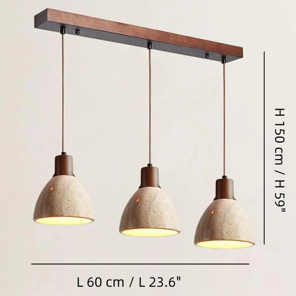 modern natural travertine wood dome pendant light