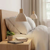 modern natural travertine wood dome pendant light