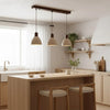 modern natural travertine wood dome pendant light