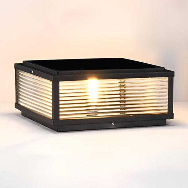 Square Ribbed Glass Outdoor Pier Mount Post Light