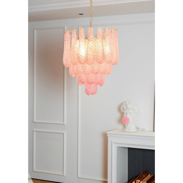 modern pink glass copper chandelier