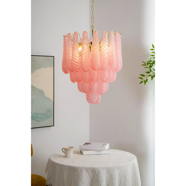 modern pink glass copper chandelier