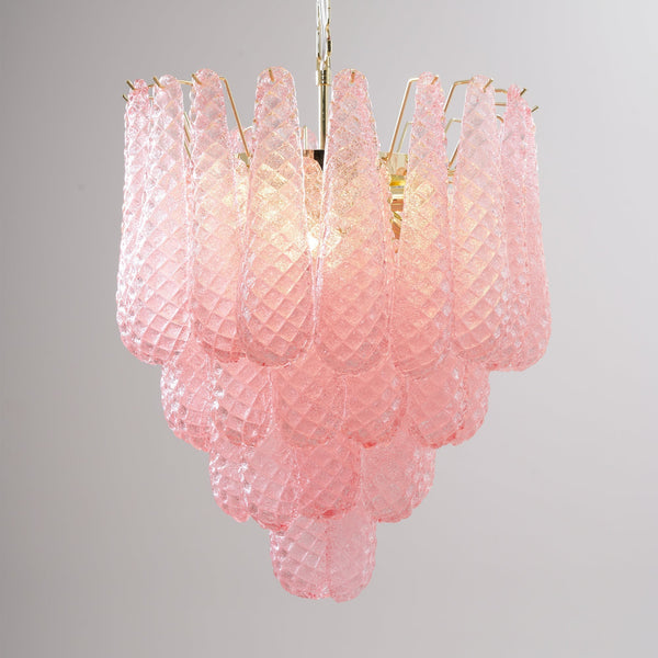 modern pink glass copper chandelier