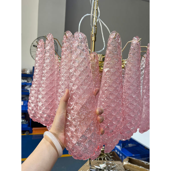 modern pink glass copper chandelier