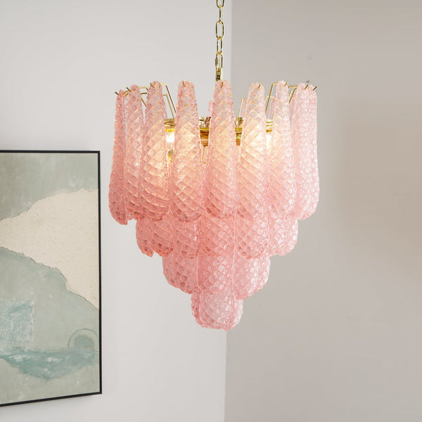 modern pink glass copper chandelier