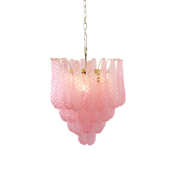 modern pink glass copper chandelier