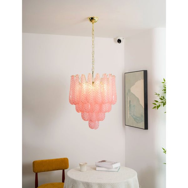 modern pink glass copper chandelier