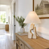 modern pleated travertine fabric table lamp
