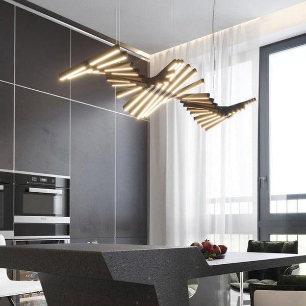 modern polished metal dna helix led chandelier