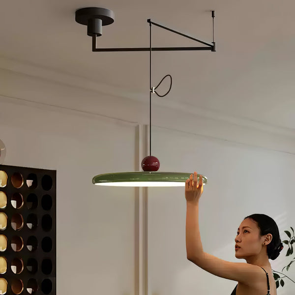 modern red green acrylic disk led pendant light