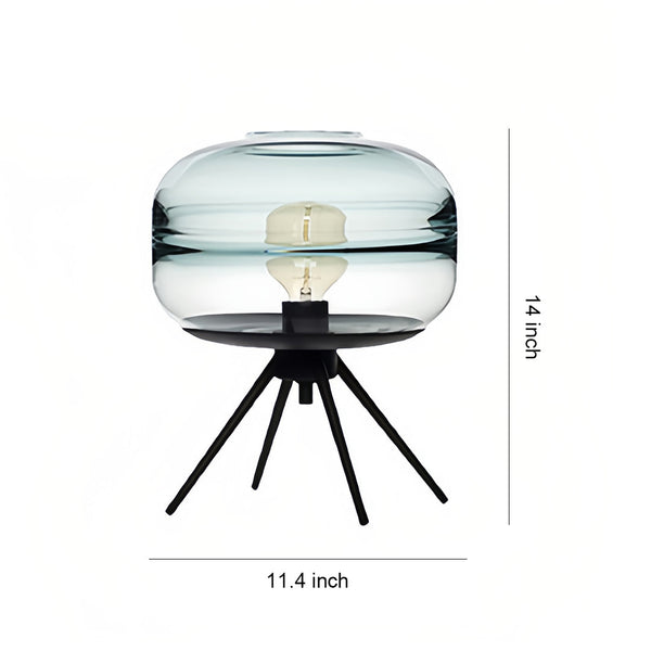 modern sea blue glass iron four leg table lamp