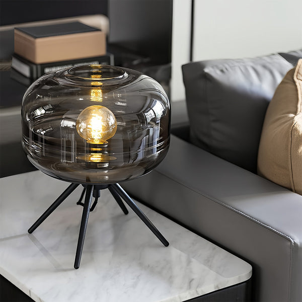 modern sea blue glass iron four leg table lamp