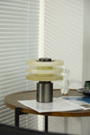 modern silver alabaster tiered obelisk table lamp