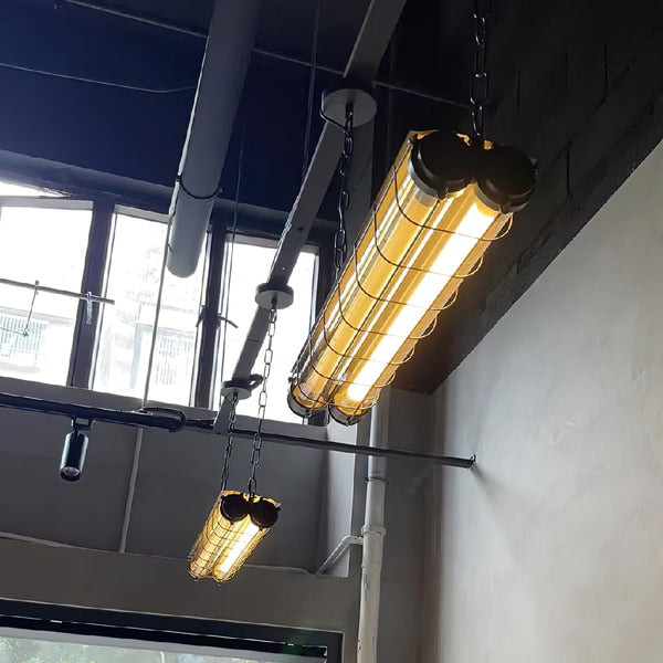 modern silver metal acrylic linear pendant light