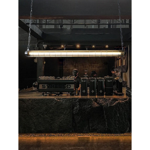 modern silver metal acrylic linear pendant light