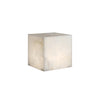 modern snow white natural alabaster cube table lamp